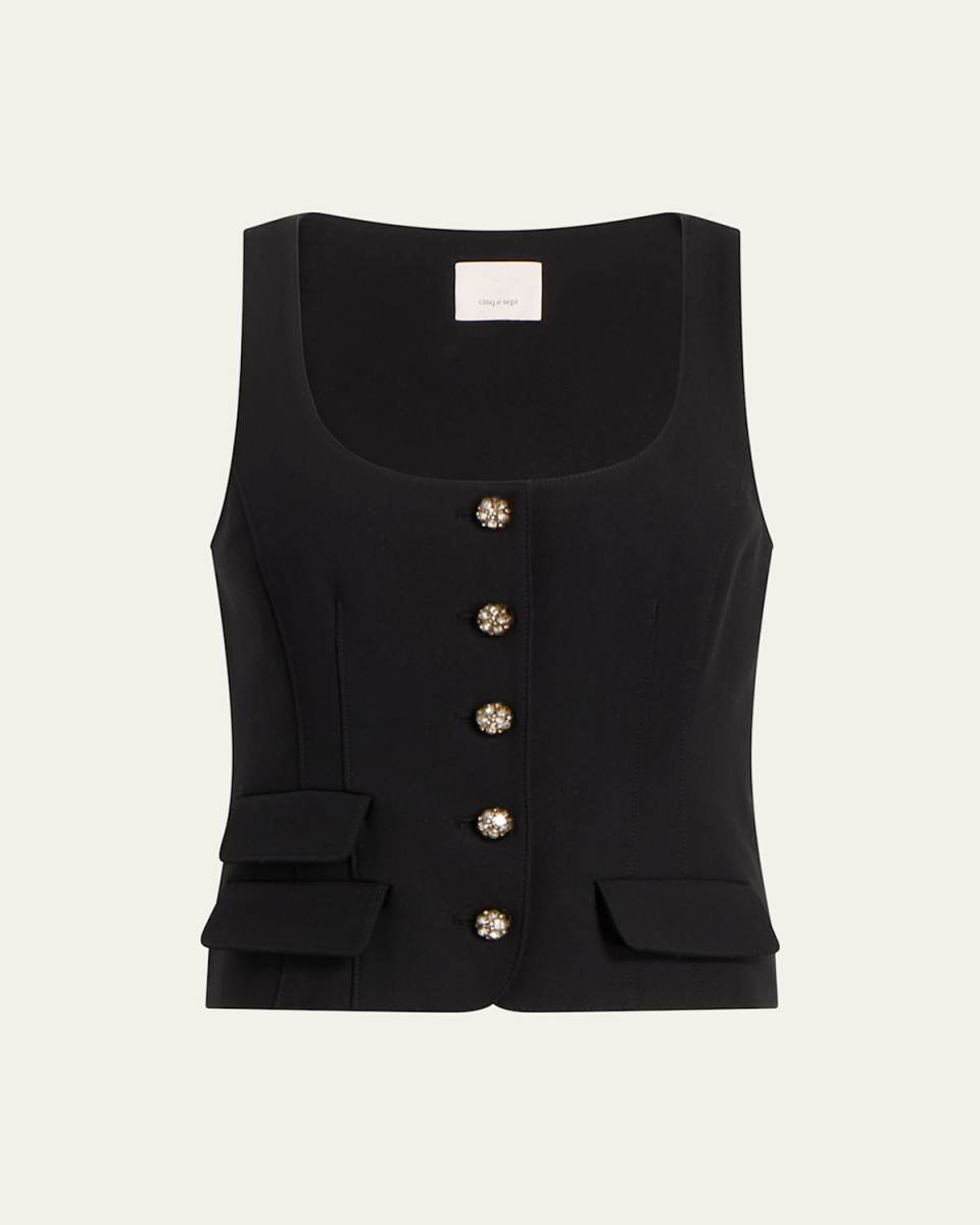 Lovina Crystal-Button Vest